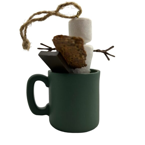 The Original S'mores 3" I Heart S'mores Camping Coffee Cup Snowman Ornament Gift - Picture 6 of 6